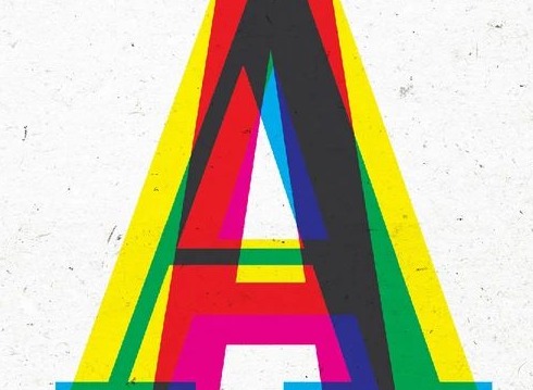 One letter printed in four misregistered inks