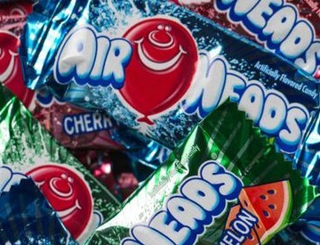 Airheads taffy bars in their wrappers