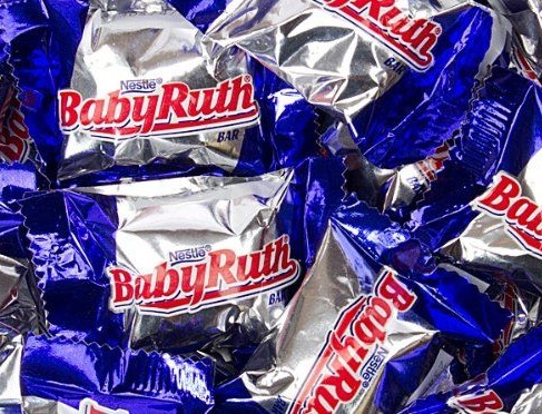 Baby Ruth bars in blue wrappers