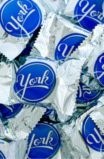 York Peppermint Patties in blue foil
