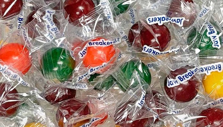 Jawbreakers in cellophane wrappers
