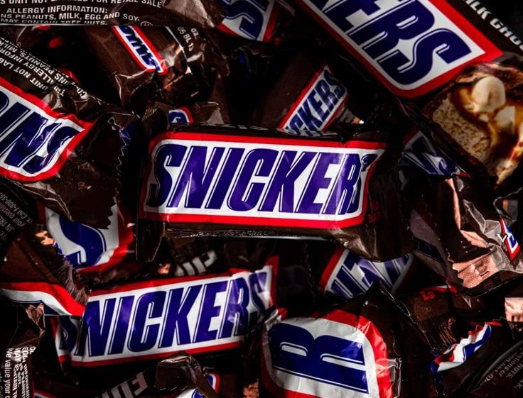Snickers bars in a pile