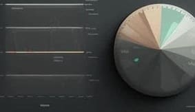 Dark dashboard with a pie chart and labelled timeline