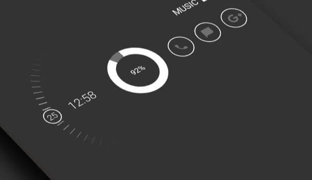 Dark phone screen with a circular gauge and numeric readout