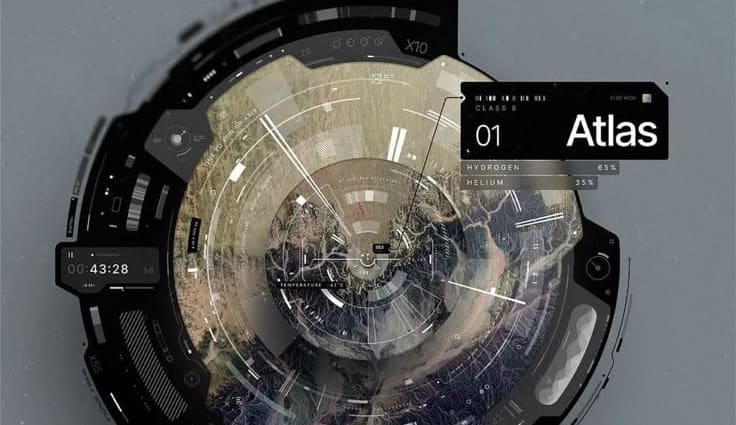 Atlas HUD instrument face with a labelled readout chip
