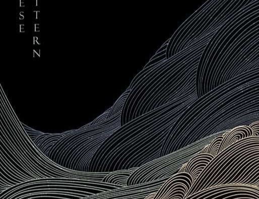Illustrated line waves in gold on black