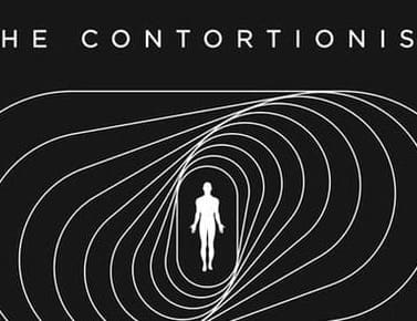 Concentric contour lines around a figure, poster type above