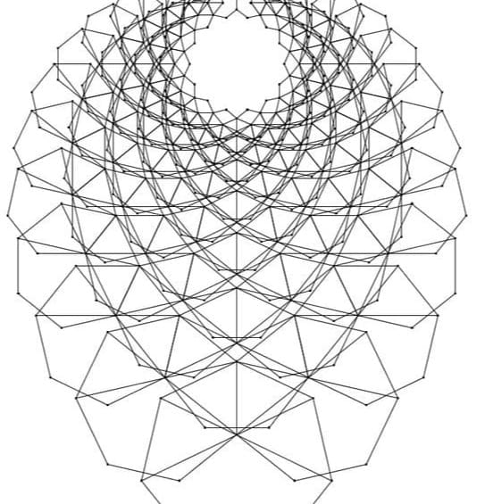 Geometric wireframe net in black line