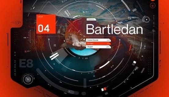 Bartledan dashboard, readouts over dramatic imagery