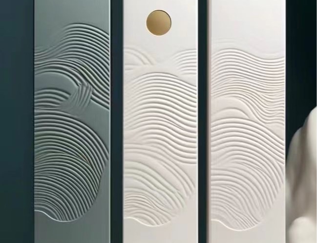 Sculptural relief panels in white with no type