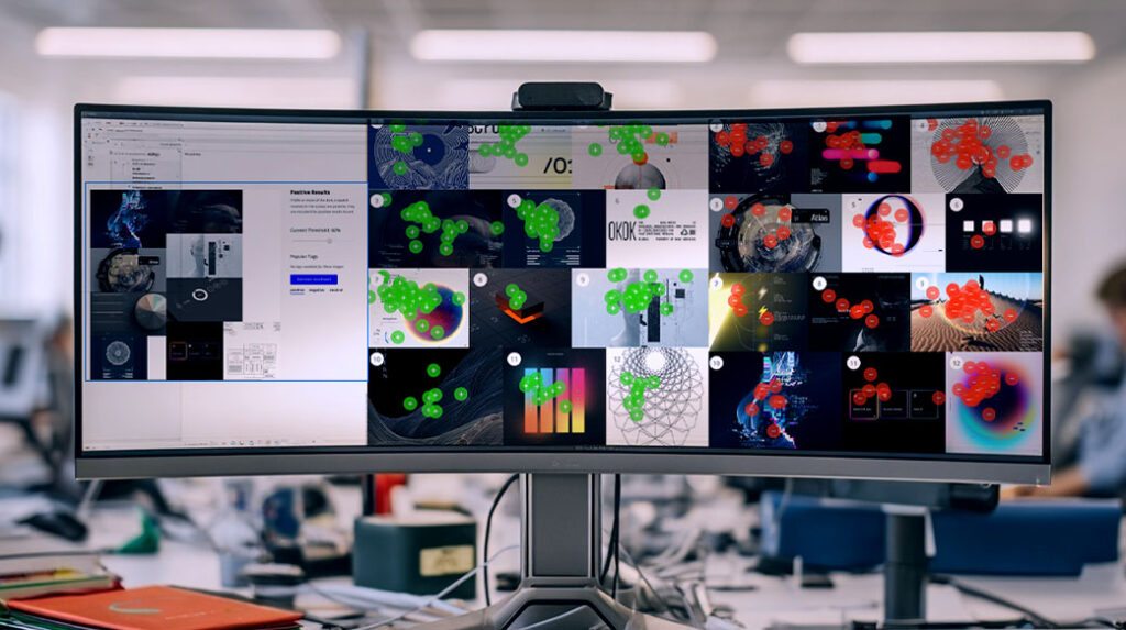 a photo of a series of audience perception maps on a computer screen